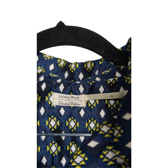 Leon Max Women’s Limited Edition Sz 4 Navy Retro Geometric Retro Sheath Dress - Picture 7 of 11